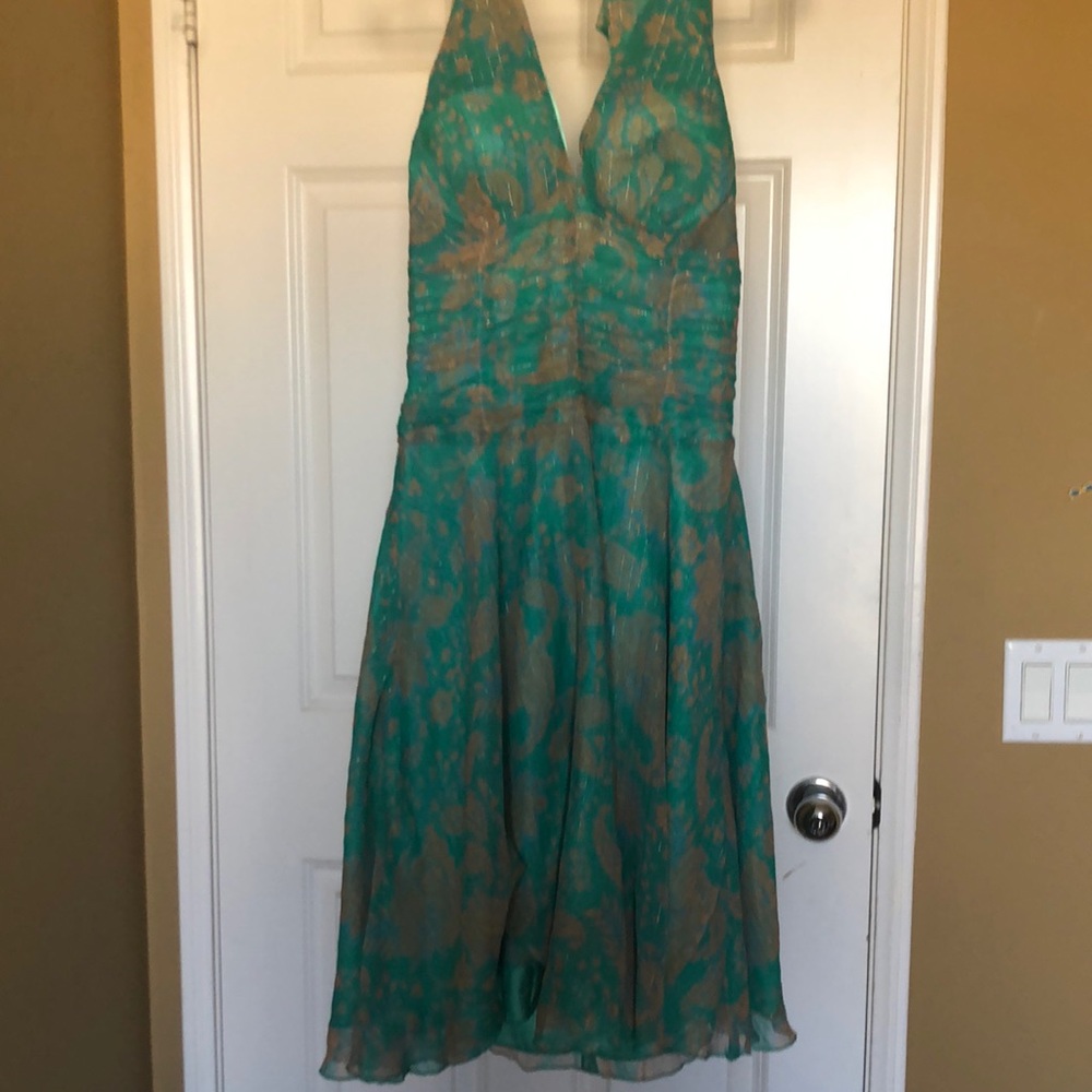 Silk Dress with Metallic Gold Detail